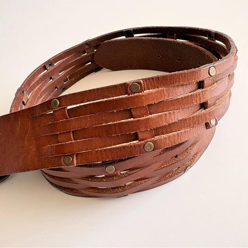 Hollister Brown Leather Fence Lap Belt